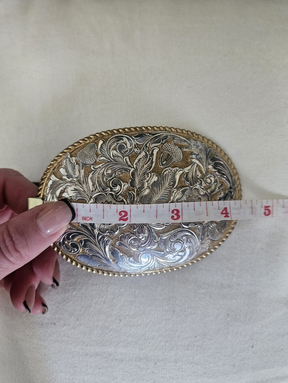 Vintage Genuine Snakeskin Belt With Crumrine Ornate Heavy Silver Ovr Bronze Belt - Picture 15 of 16